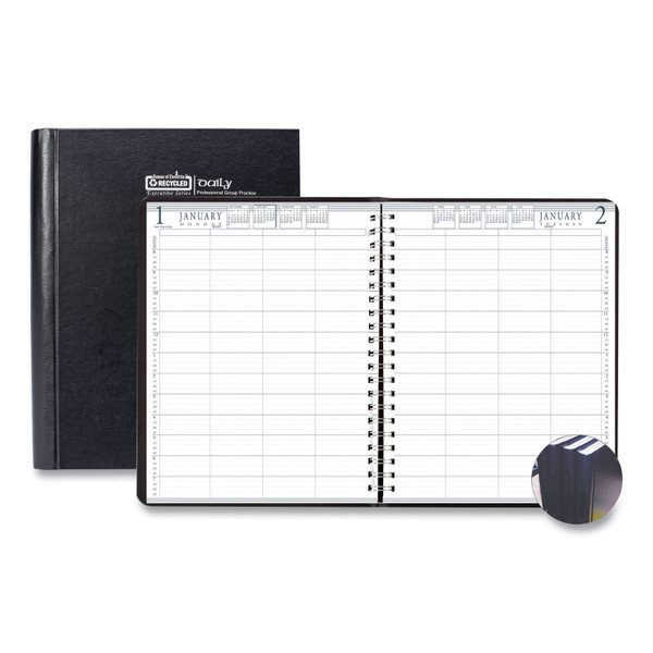 Executive Series Four-Person Group Practice Daily Appointment Book, 11 x 8.5, Black Hard Cover, 12-Month (Jan to Dec): 2024 [SKU: HOD28292]