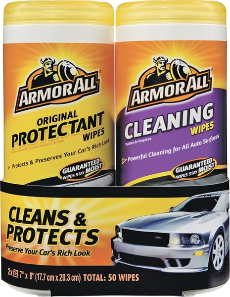 ARMOR ALL 18779 Combo Original Protectant and Cleaning Wipes, Citrus, Leather, Woody, 25-Wipes [SKU: ORG4940268]