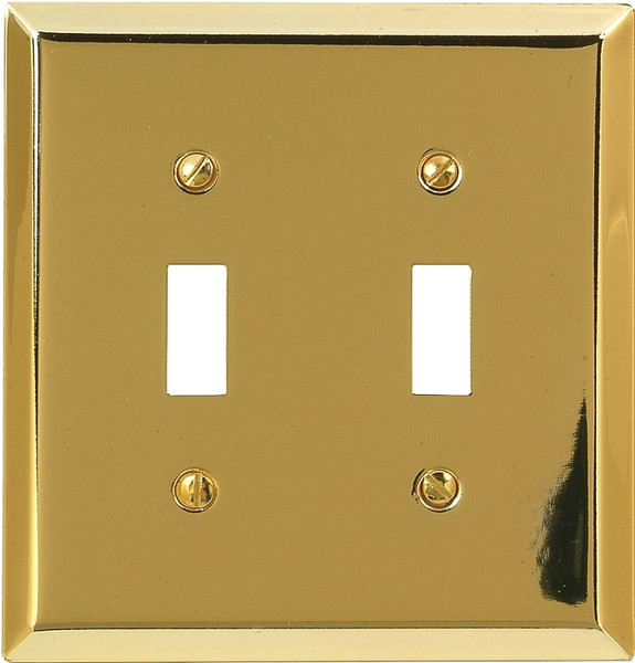 Amerelle 163TTBR Wallplate, 4-15/16 in L, 4-9/16 in W, 2 -Gang, Steel, Polished Brass [SKU: ORG5231634]