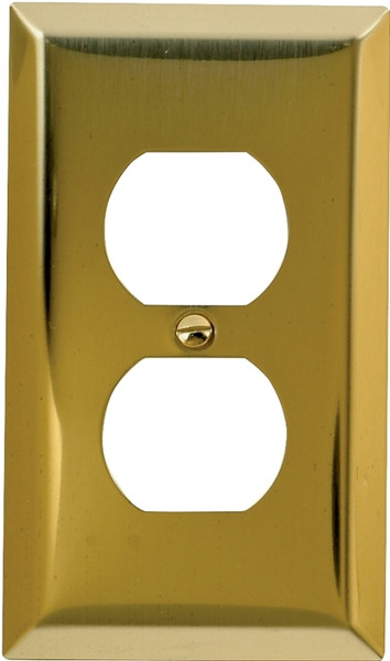 Amerelle 163DBR Receptacle Wallplate, 4-5/16 in L, 2-7/8 in W, 1 -Gang, Steel, Polished Brass [SKU: ORG9390113]