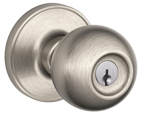 Schlage Corona Series J54 CNA 619 Keyed Entry Knob, Brass, Satin Nickel [SKU: ORG4280798]