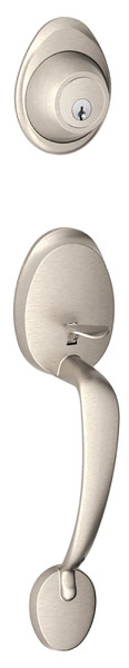 Schlage Barcelona Series JH58BAR619 Handleset, 3 Grade, Keyed Different Key, Satin Nickel, 2-3/8 x 2-3/4 in Backset [SKU: ORG3075017]
