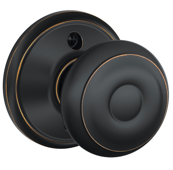 Schlage Georgian Series F170 GEO 716 Dummy Door Knob with Camelot Trim, Zinc, Aged Bronze [SKU: ORG6975056]