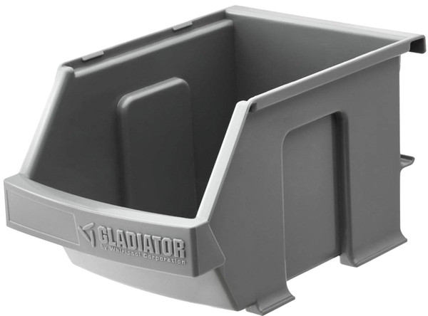 GLADIATOR GAWESB3PGC Small Item Bin, 10 lb Capacity, Plastic, Charcoal, 4 in L, 4-1/2 in W, 7 in H [SKU: ORG4012522]