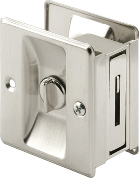 Prime-Line N 7239 Pocket Door Lock and Pull, Brass, Satin Nickel [SKU: ORG6520324]