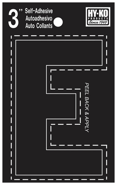 HY-KO 30400 Series 30415 Die-Cut Letter, Character: E, 3 in H Character, Black Character, Vinyl [SKU: ORG0573014]