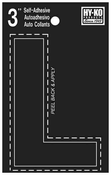 HY-KO 30400 Series 30422 Die-Cut Letter, Character: L, 3 in H Character, Black Character, Vinyl [SKU: ORG5811666]