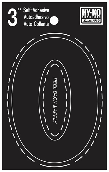 HY-KO 30400 Series 30410 Die-Cut Number, Character: 0, 3 in H Character, Black Character, Vinyl [SKU: ORG8790339]