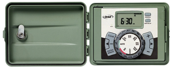 Orbit 57896 Indoor/Outdoor Timer, 6 -Zone, 2 -Program, LCD Display, Plug-and-Go Mounting, Green [SKU: ORG3843521]