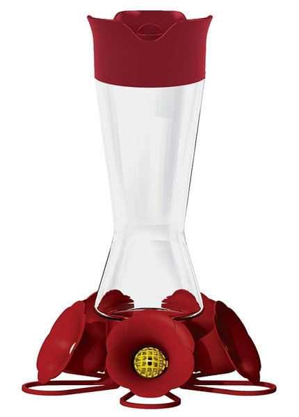 Perky-Pet 204CP-4 Bird Feeder, 5-Port/Perch, Glass, Red, 10-1/2 in H [SKU: ORG4440715]