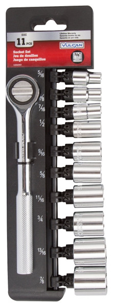 Vulcan 11PC-3S Socket Set, Chrome Vanadium Steel, Chrome [SKU: ORG1232347]