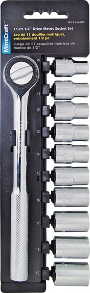Vulcan 11PC-4M Socket Set, Chrome Vanadium Steel, Chrome [SKU: ORG1306398]