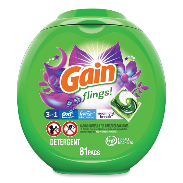 Flings Detergent Pods, Moonlight Breeze, 81 Pods/Pack [SKU: PGC91796]
