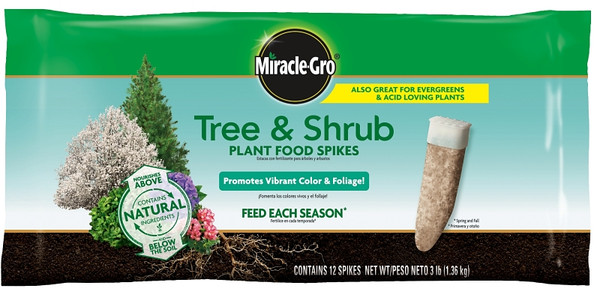 Miracle-Gro 4851012 Tree and Shrub Plant Food, Spike, 15-5-10 N-P-K Ratio [SKU: ORG5152434]