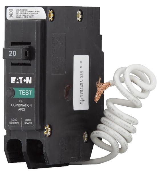 EATON BRN120AF Circuit Breaker, Type BR, 20 A, 1 -Pole, 120/240 V, Instantaneous, Long Time Trip, Pigtail Mounting [SKU: ORG2374742]