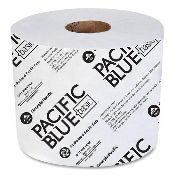 Pacific Blue Basic High-Capacity Bathroom Tissue, Septic Safe, 2-Ply, White, 1,000 Sheets/Roll, 48 Rolls/Carton [SKU: GPC1944801]