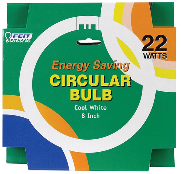 Feit Electric FC8T9/CW Fluorescent Bulb, 22 W, T9 Lamp, G10Q Lamp Base, 4100 K Color Temp, Cool White Light [SKU: ORG6051221]