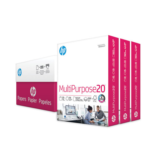 MultiPurpose20 Paper, 96 Bright, 20 lb Bond Weight, 8.5 x 11, White, 500 Sheets/Ream, 3 Reams/Carton [SKU: HEW112530]