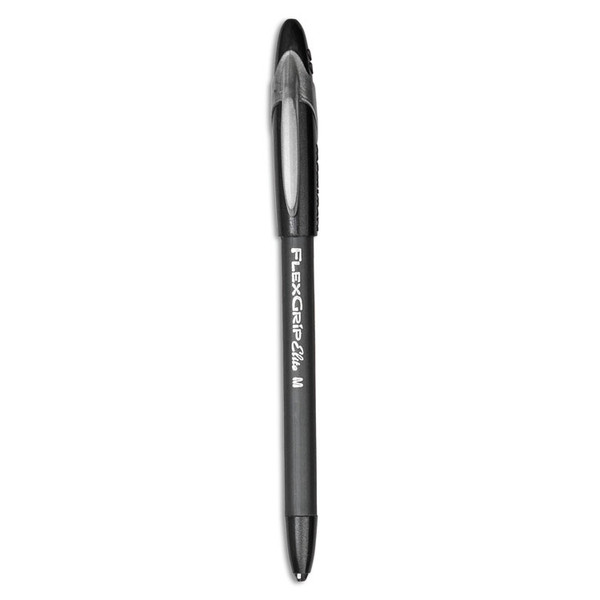 FlexGrip Elite Ballpoint Pen, Stick, Medium 1 mm, Black Ink, Black Barrel, Dozen [SKU: PAP85585]