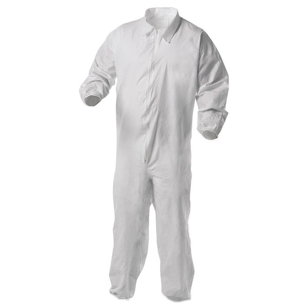 A35 Liquid and Particle Protection Coveralls, Zipper Front, Elastic Wrists and Ankles, 2X-Large, White, 25/Carton [SKU: KCC38930]