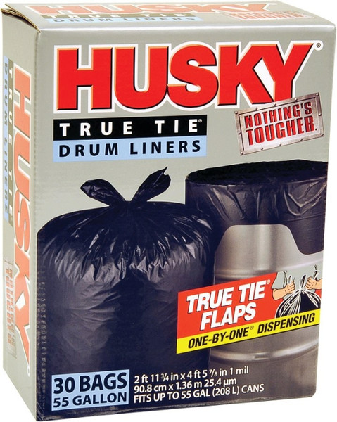 Husky HK55WC030B Drum Liner, 55 gal Capacity, Plastic, Black [SKU: ORG2229698]
