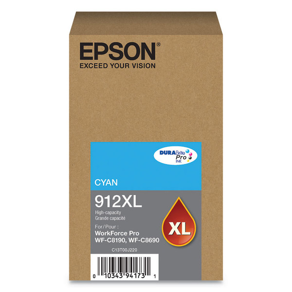 T912XL220 (912XL) DURABrite Pro High-Yield Ink, 4600 Page-Yield, Cyan [SKU: EPST912XL220]