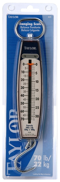 Taylor 3070 Hanging Scale, 70 lb Capacity, Analog Display, Steel Housing Material, lb [SKU: ORG6275218]