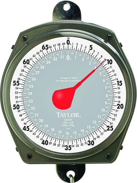 Taylor 3470 Hanging Scale, 70 lb Capacity, Analog Display, Steel Housing Material, lb [SKU: ORG6115919]