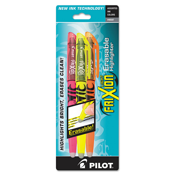 FriXion Light Erasable Highlighter, Assorted Ink Colors, Chisel Tip, Assorted Barrel Colors, 3/Pack [SKU: PIL46507]