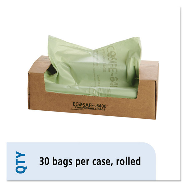 EcoSafe-6400 Bags, 64 gal, 0.85 mil, 48" x 60", Green, 30/Box [SKU: STOE4860E85]