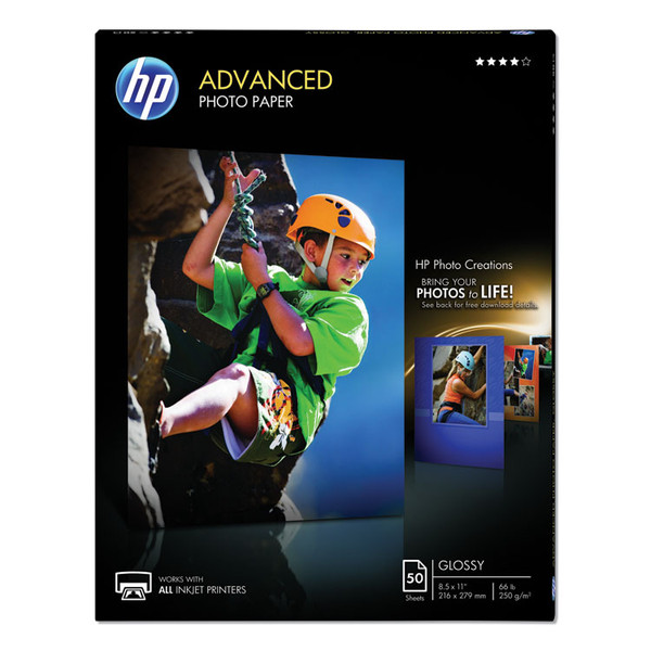 Advanced Photo Paper, 10.5 mil, 8.5 x 11, Glossy White, 50/Pack [SKU: HEWQ7853A]