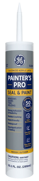 GE PAINTER'S PRO 2733636 SEAL & PAINT Acrylic Caulk, Clear, -15 to 158 deg F, 10.1 oz Cartridge [SKU: ORG6095350]