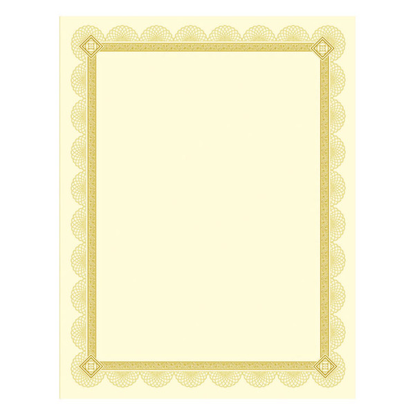 Premium Certificates, 8.5 x 11, Ivory/Gold with Spiro Gold Foil Border,15/Pack [SKU: SOUCTP2V]