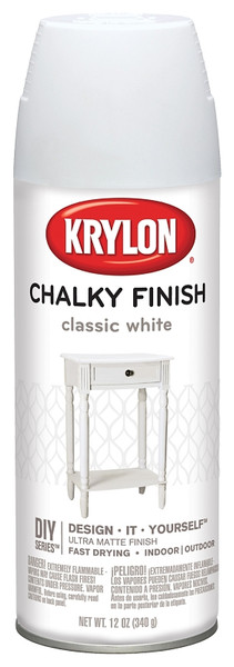 Krylon K04101000 Chalked Paint, Matte, Classic White, 12 oz, Aerosol Can [SKU: ORG1647957]