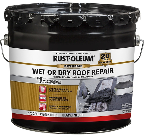 RUST-OLEUM 351250 Wet Roof Repair, Black, Liquid, 3.3 gal [SKU: ORG8907966]
