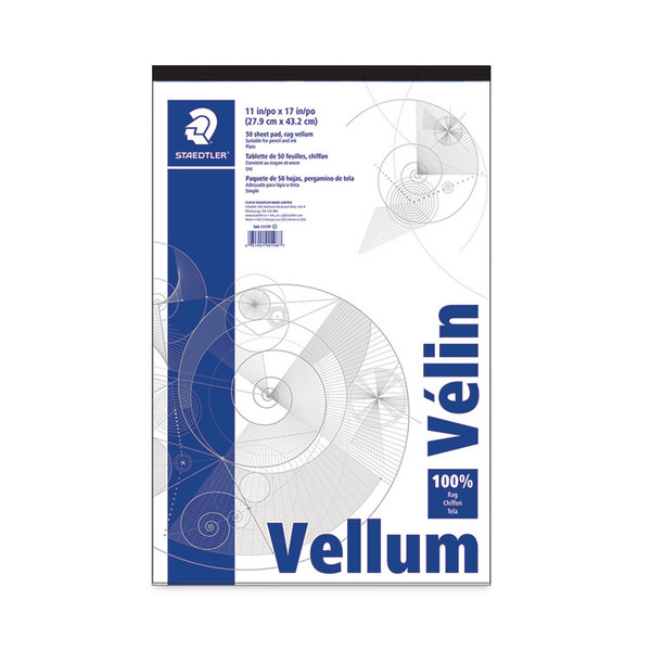 Mars Translucent Vellum Art and Drafting Paper, 16 lb Bristol Weight, 11 x 17, Translucent, 50/Pad [SKU: STD9461117P]