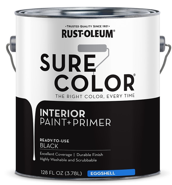RUST-OLEUM Sure Color Series 380218 Interior Paint, Eggshell, Black, 1 gal, Can [SKU: ORG7457401]