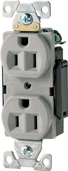 Eaton Cooper Wiring AH5252 AH5252W Duplex Receptacle, 2 -Pole, 15 A, 125 V, Back, Side Wiring, NEMA: 5-15R, White [SKU: ORG4607347]