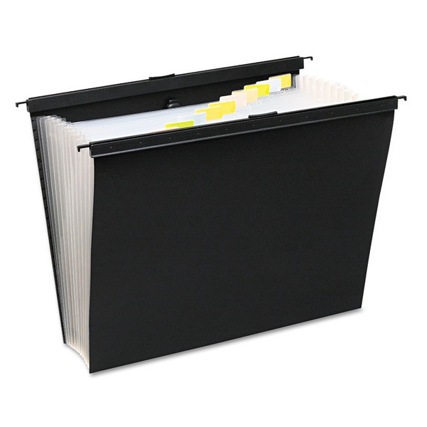 Slide-Bar Expanding Pocket File, 13 Sections, 15" Capacity, Letter Size, Black [SKU: WLJ68205]