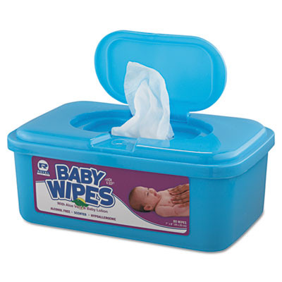 Baby Wipes Tub, White, 80/Tub, 12/Carton [SKU: RPPRPBWU80]