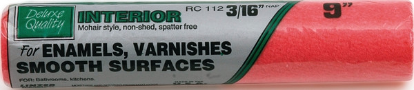Linzer RC112-9 Paint Roller Cover, 3/16 in Thick Nap, 9 in L, Synthetic Mohair Cover, Pink [SKU: ORG6311724]