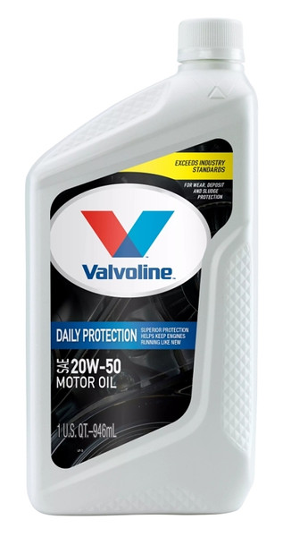 VALVOLINE Daily Protection 822344 Synthetic Blend Motor Oil, 20W-50, 1 qt Bottle [SKU: ORG4001202]