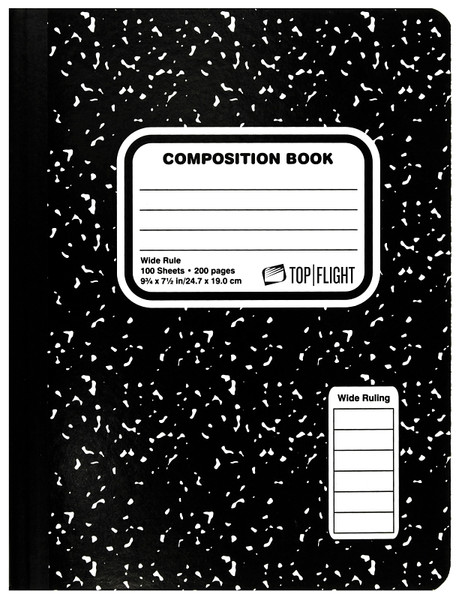 TOP FLIGHT MB100 4511923 Marbled Composition Book, 100-Sheet, Sewn Binding [SKU: ORG3358033]