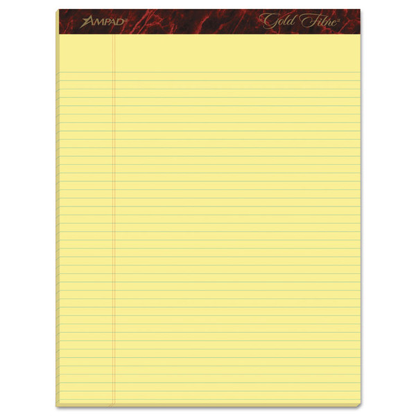 Gold Fibre Quality Writing Pads, Narrow Rule, 50 Canary-Yellow 8.5 x 11.75 Sheets, Dozen [SKU: TOP20022]