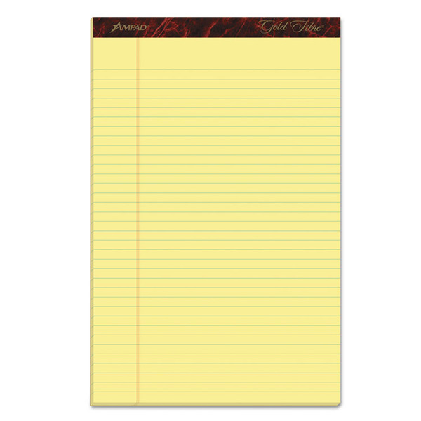 Gold Fibre Quality Writing Pads, Wide/Legal Rule, 50 Canary-Yellow 8.5 x 14 Sheets, Dozen [SKU: TOP20030]