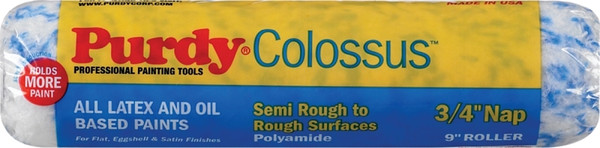 Purdy Colossus 144630094 Paint Roller Cover, 3/4 in Thick Nap, 9 in L, Polyamide Cover [SKU: ORG7874597]