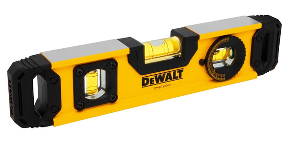 DeWALT DWHT43003 Torpedo Level, 9.7 in L, 3-Vial, Magnetic, Aluminum, Black/Yellow [SKU: ORG2520906]