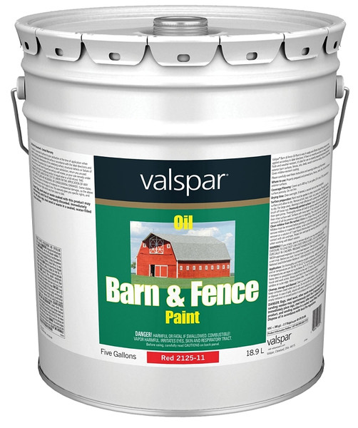 Valspar 2125-11 Oil Barn and Fence Paint, Gloss, Red, Liquid, 5 gal Pail [SKU: ORG6417679]