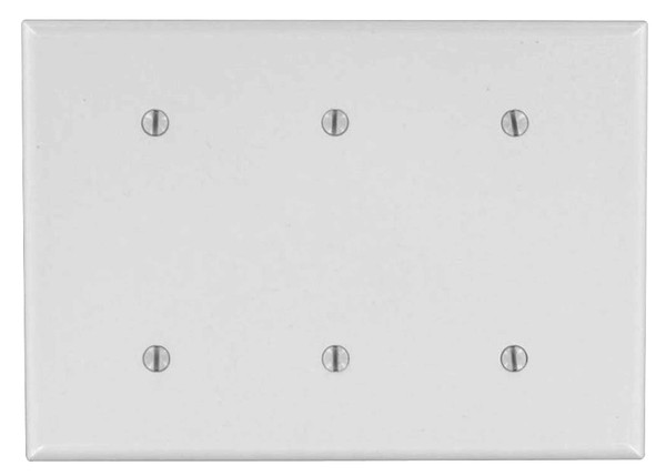Leviton 88035 Blank Wallplate, 4-1/2 in L, 6.38 in W, 0.22 in Thick, 3 -Gang, Thermoset Plastic, White [SKU: ORG4592267]