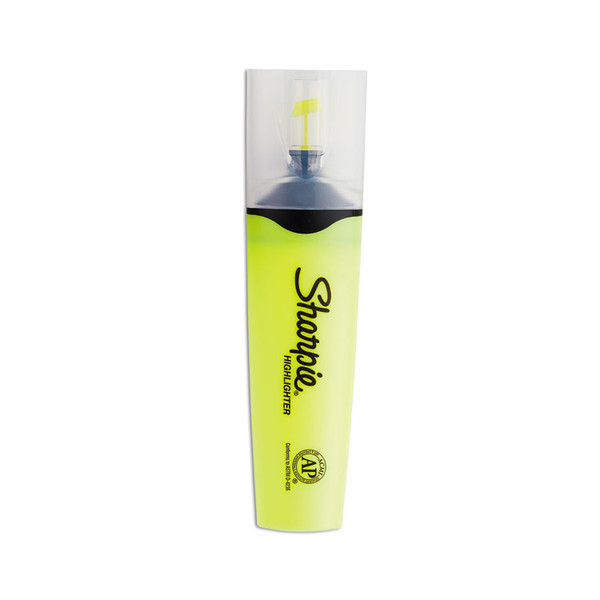 Clearview Tank-Style Highlighter, Fluorescent Yellow Ink, Chisel Tip, Yellow/Black/Clear Barrel, Dozen [SKU: SAN1897847]